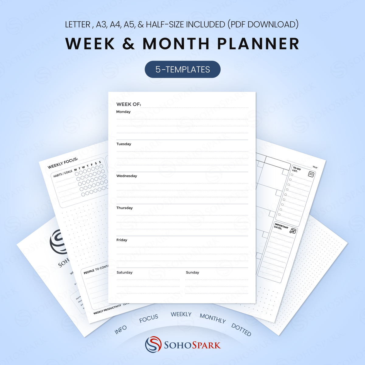 Digital Planner Pack | Monthly, Weekly, and Habit Tracking Pages